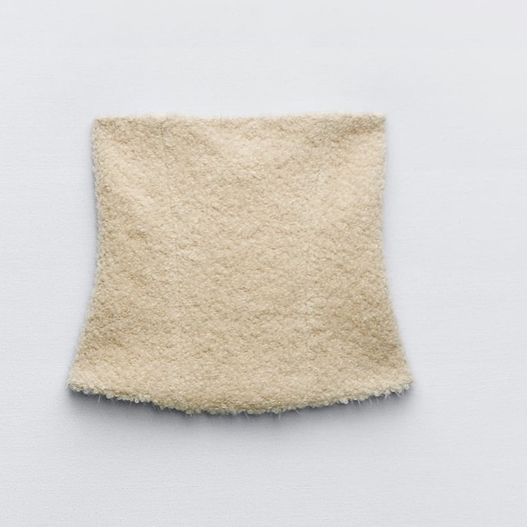Zara NWT structured fuzzy / furry strapless tube top - Picture 8 of 8